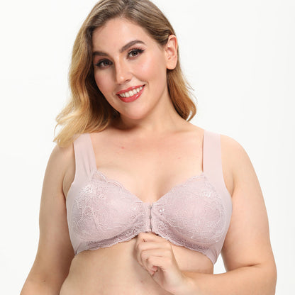 Tazanna Elegant Front Closure Lace Wireless Bra