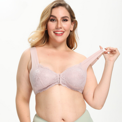 Tazanna Elegant Front Closure Lace Wireless Bra