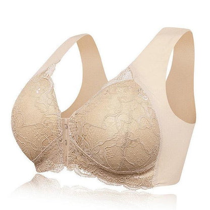 Tazanna Elegant Front Closure Lace Wireless Bra